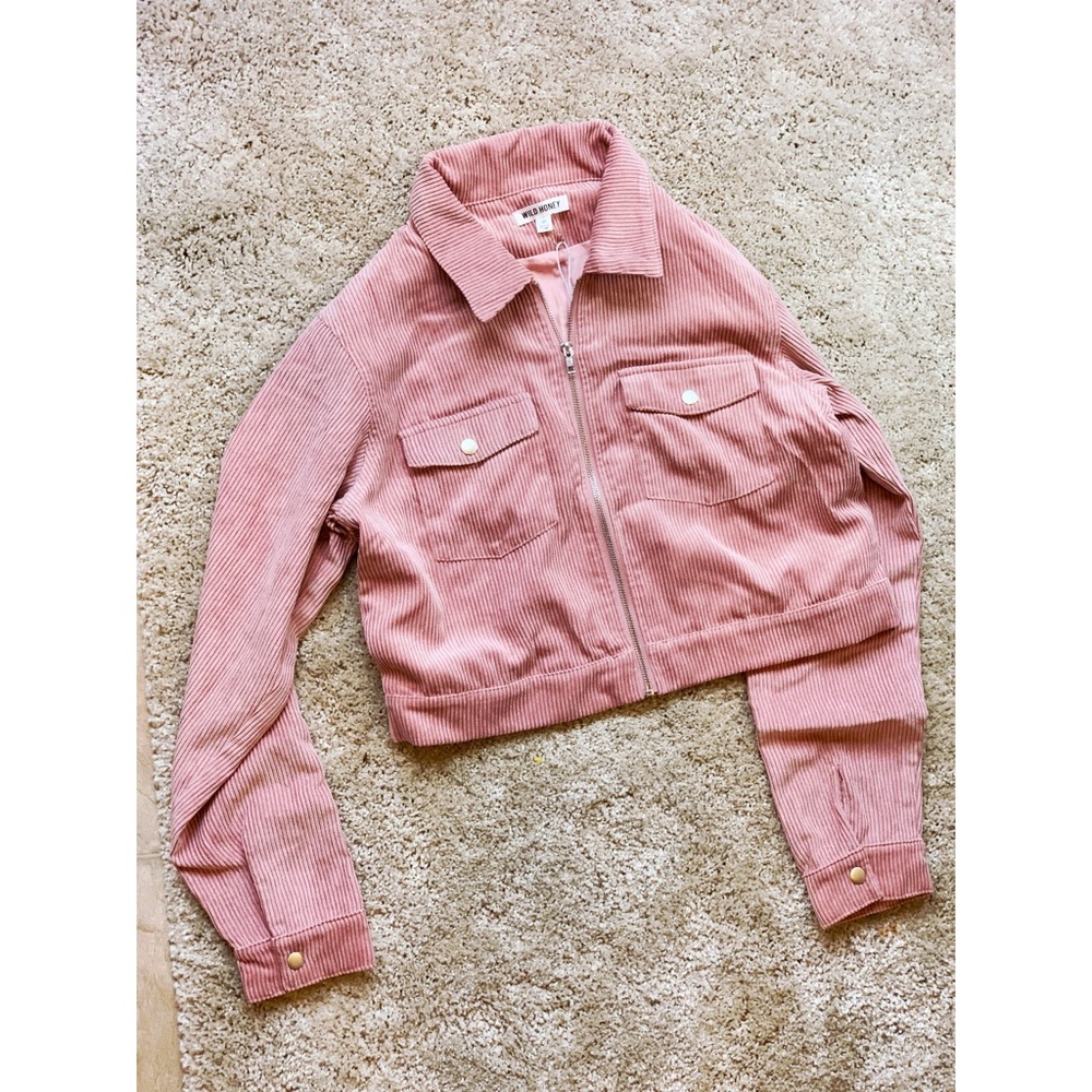 Pink Corduroy Cropped Jacket